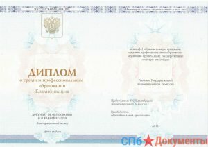 Диплом техникума 2014-2021 Нового образца