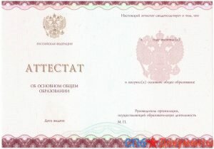 Аттестат школы за 9 класс 2014-2021